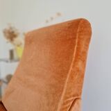 Antique Scandinavian velvet armchair with compass feet