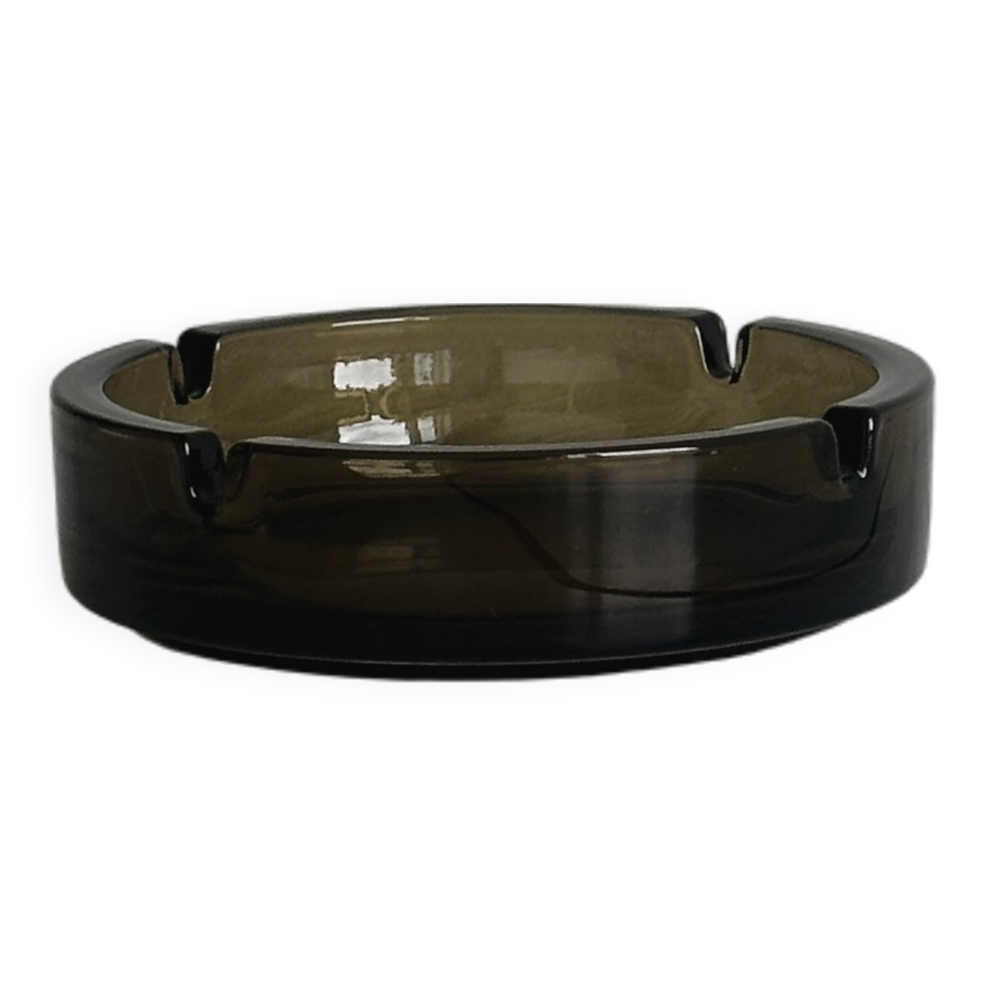 Thick smoked glass ashtray