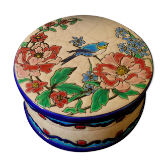 Bonbonnière, ceramic enamels from LONGWY with décor referenced by Maurice CHEVALLIER, model AUBADE!