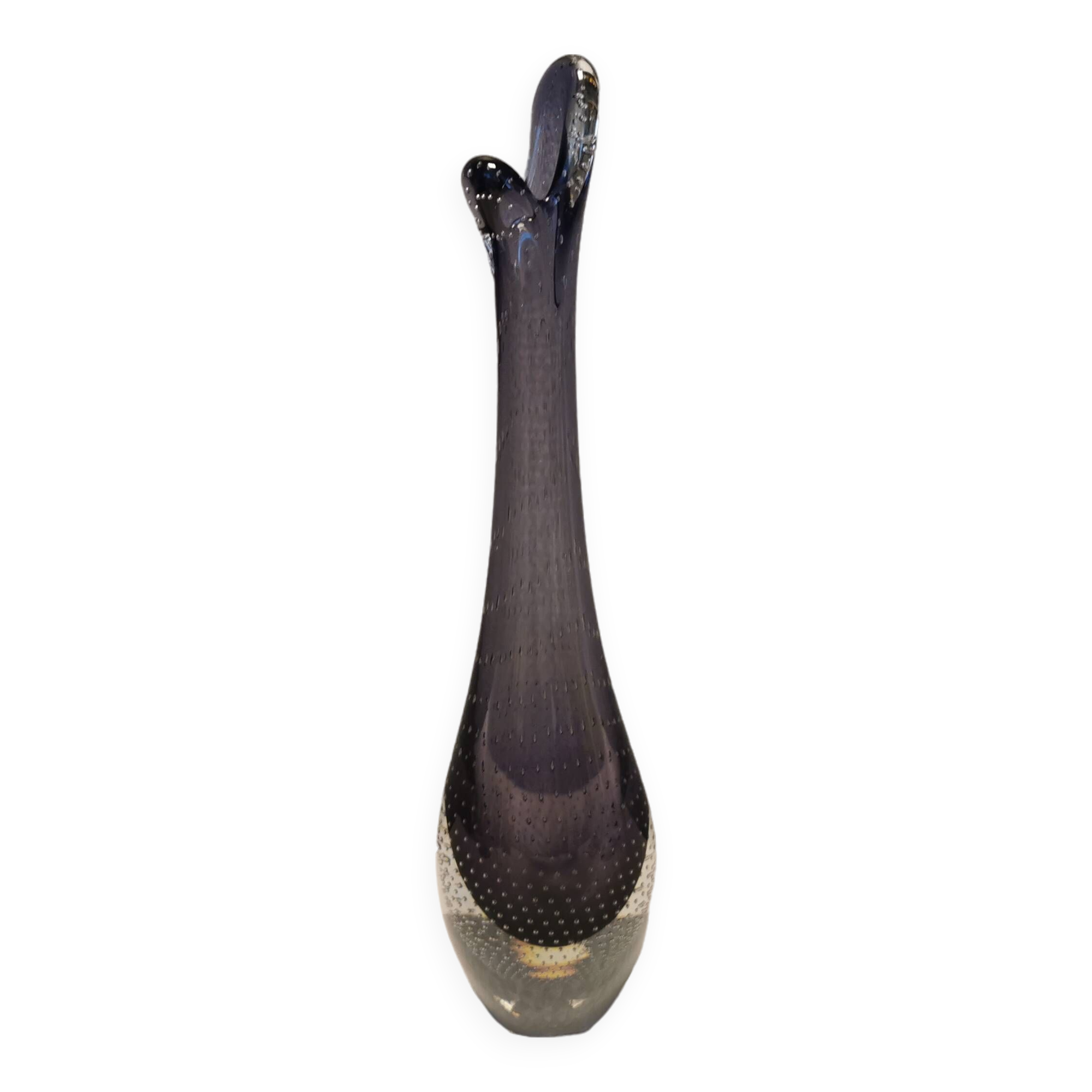 Purple/transperent Beak vase in mouth-blown glass of high quality. Danish design