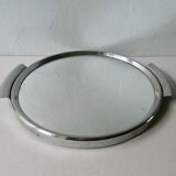 Art Deco service tray, mirror and chrome, 33 cm