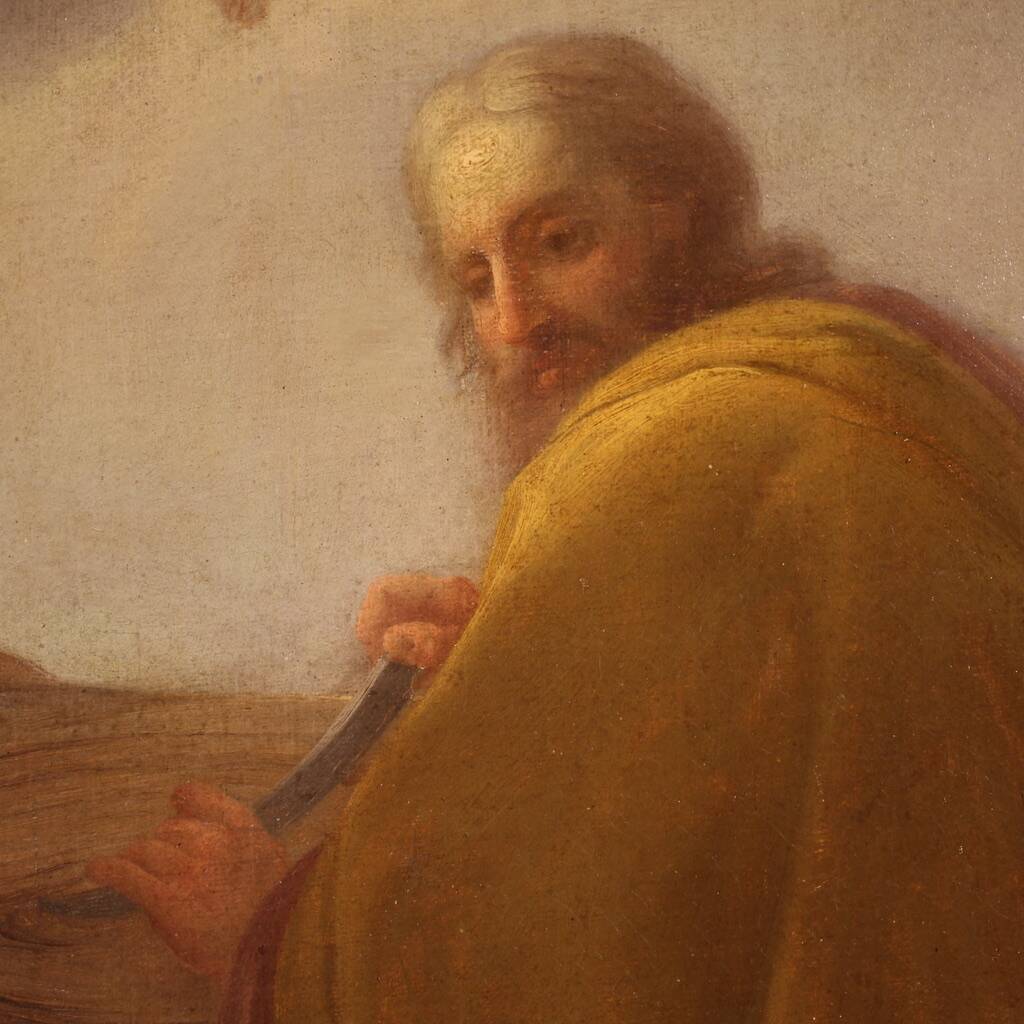 Antique Italian painting from the 18th century, Saint Joseph and the Virgin