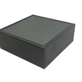 Square Black Leather Coffee Table with Mirrored Top, 1970s