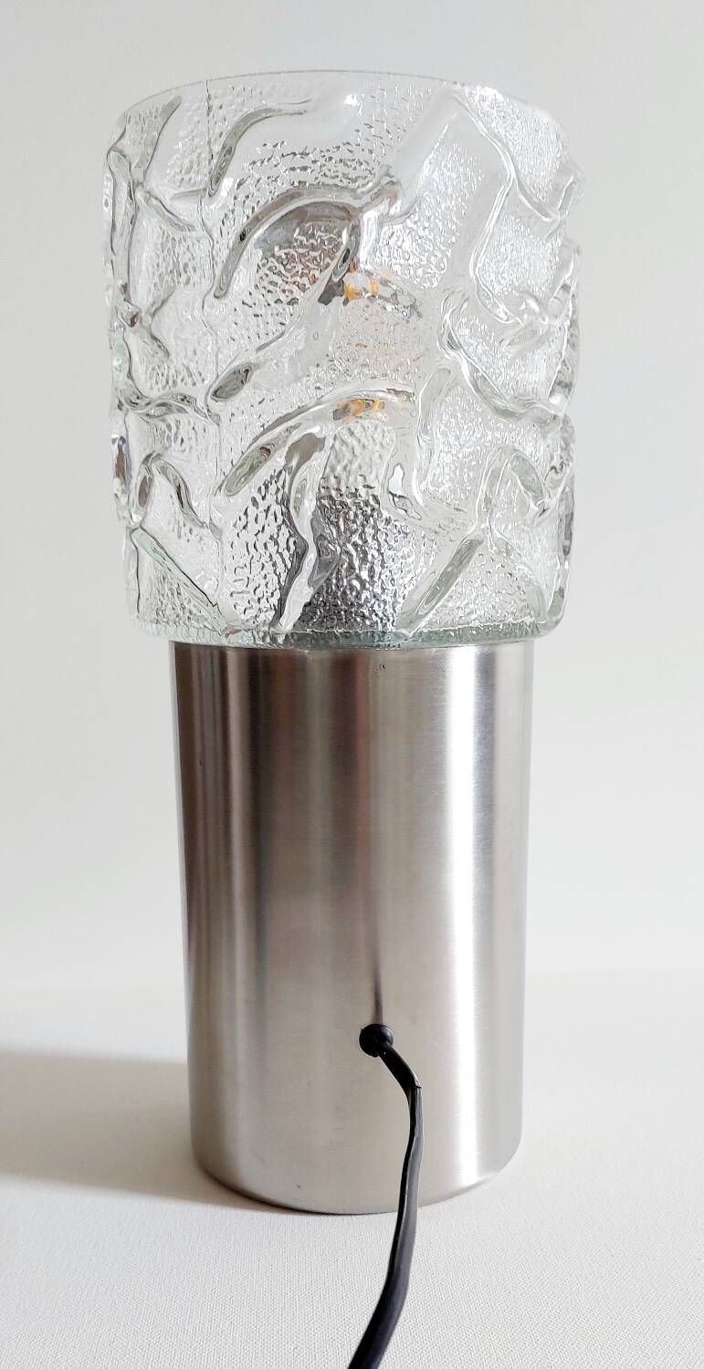 Vintage glass and stainless steel lamp