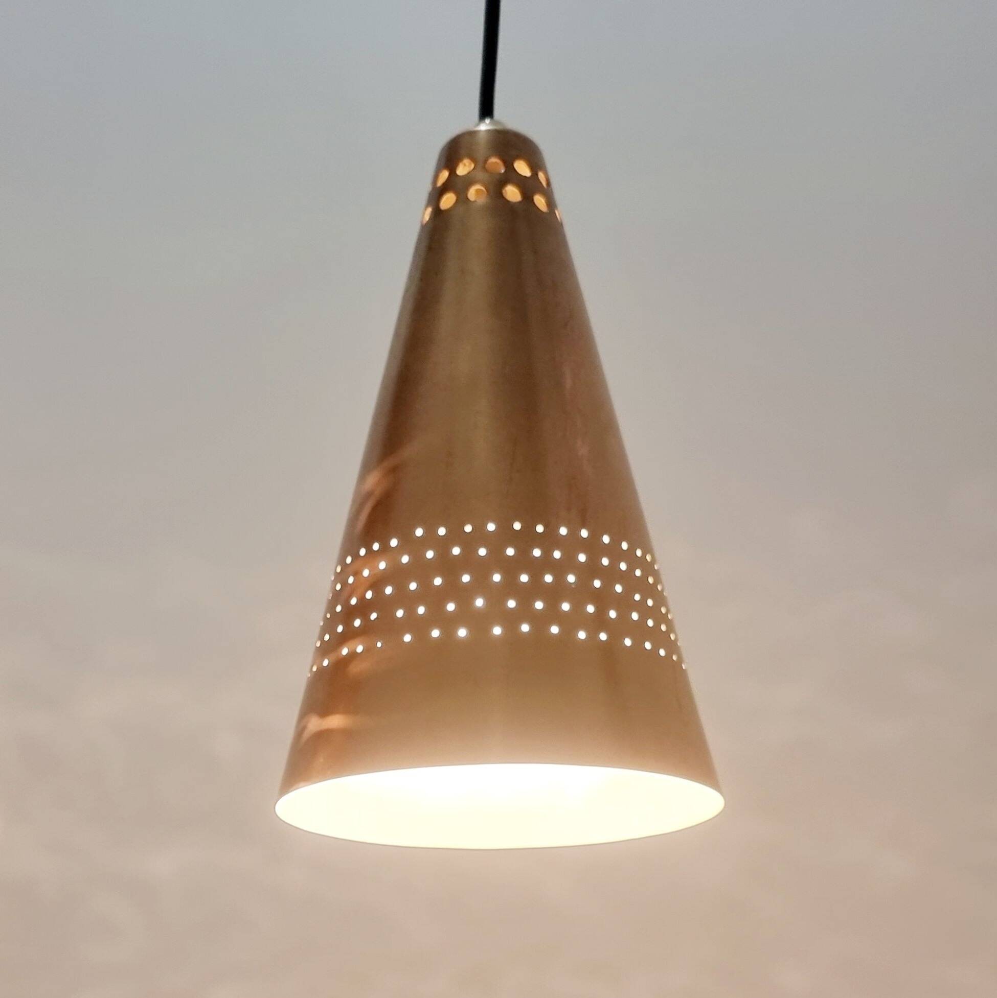 Mid-Century Scandinavian Copper & Teak Pendant by Hans-Agne Jakobsson, 1950s