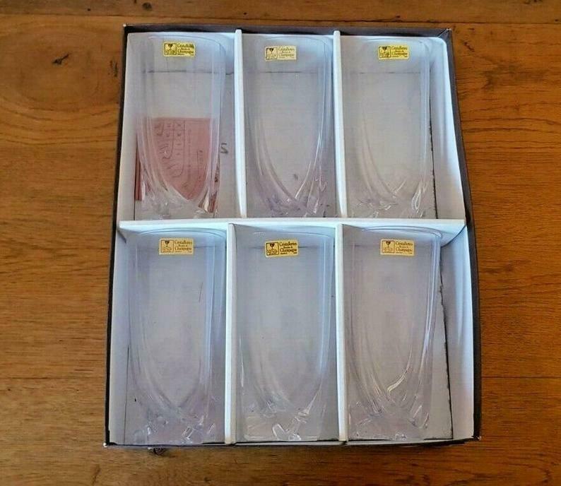 Set of 6 Hi Ball tumbler glasses French Royal Crystal of Champagne