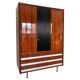 Armoire vintage italienne, noyer, bois cannelé, pieds en laiton années 1950.
