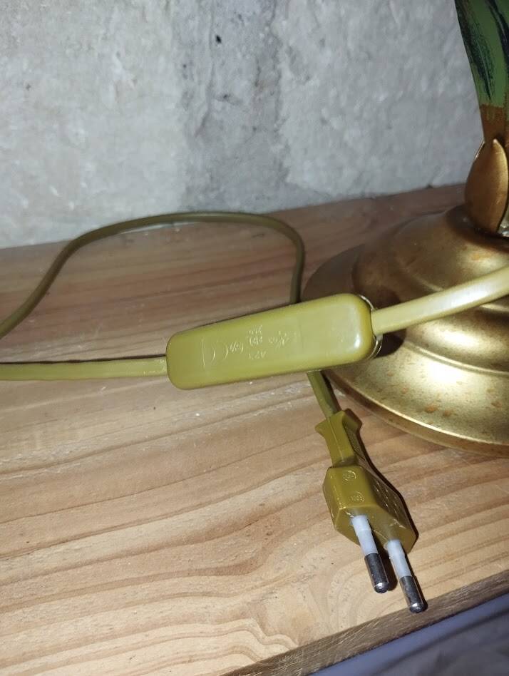 Lampe fleur vintage en laiton et verre