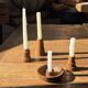 Circular teak monoxyle candle holder D12 H3