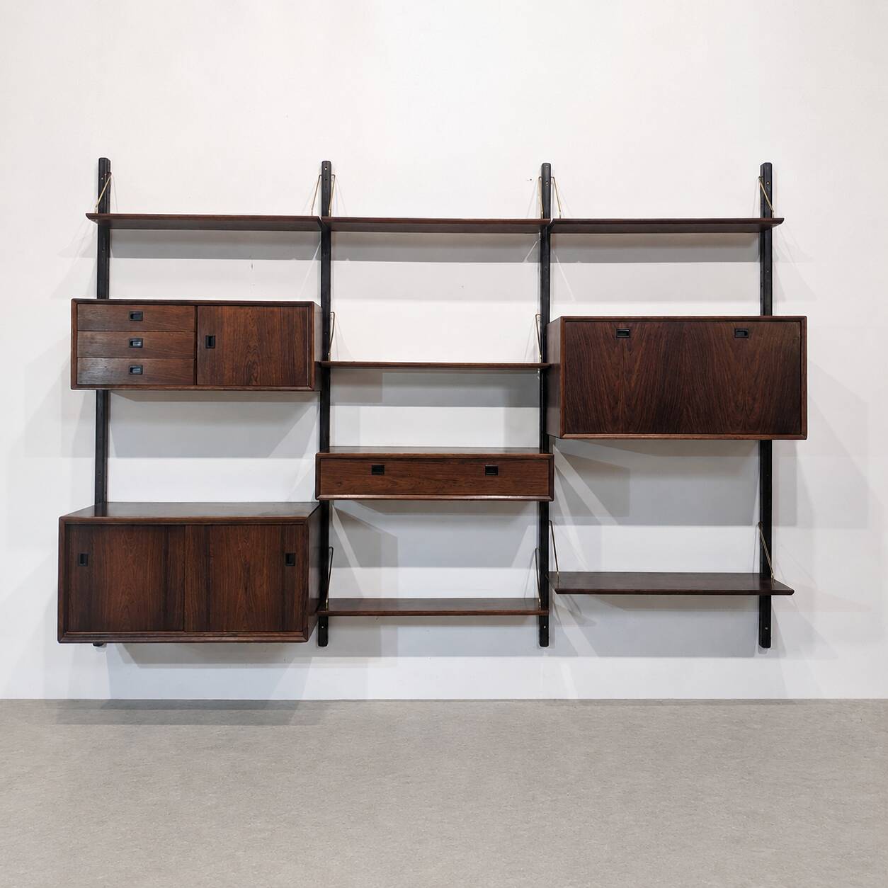 Modular wall cabinet in rosewood