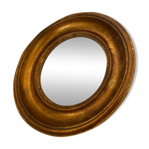 Miroir rond convexe doré
