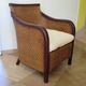 Colonial style armchair - woven rattan and exotic wood - vintage
