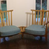 Fan bench by Guillerme and Chambron reupholstered