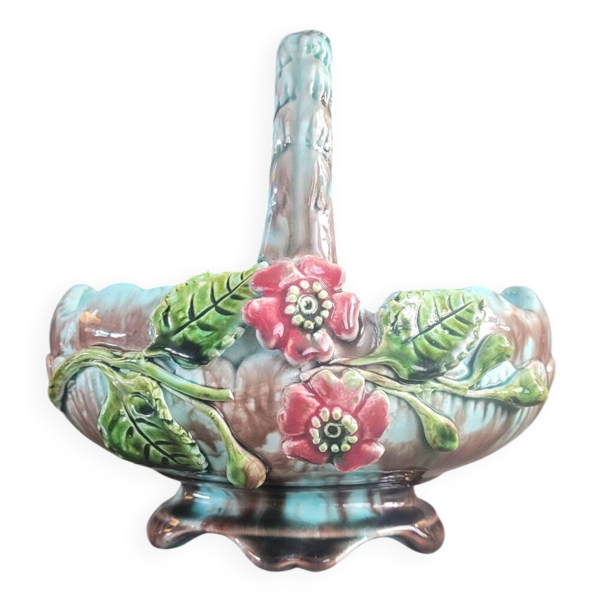 Antique slip basket pot