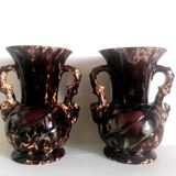 Ceramic vases decorated tortoiseshell, Vallauris style