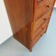 Commode chiffonnier semainier vintage en rotin, bois et cannage