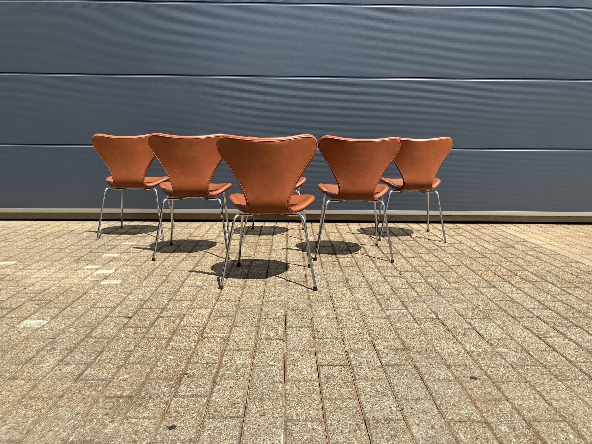 Fritz Hansen series 7 Vlinderstoelen in Cognac leather NIEUW!!
