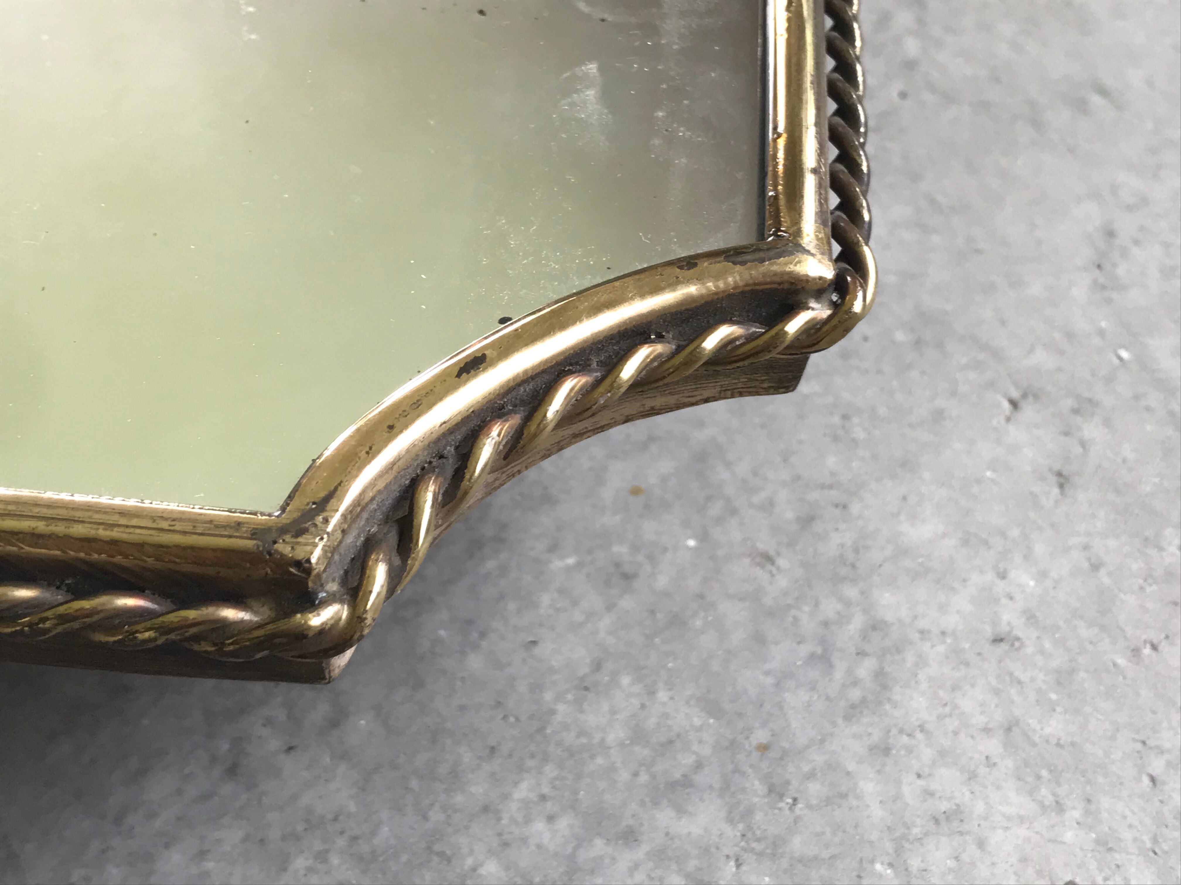 Italian brass mirror from the 50s 77x42cm