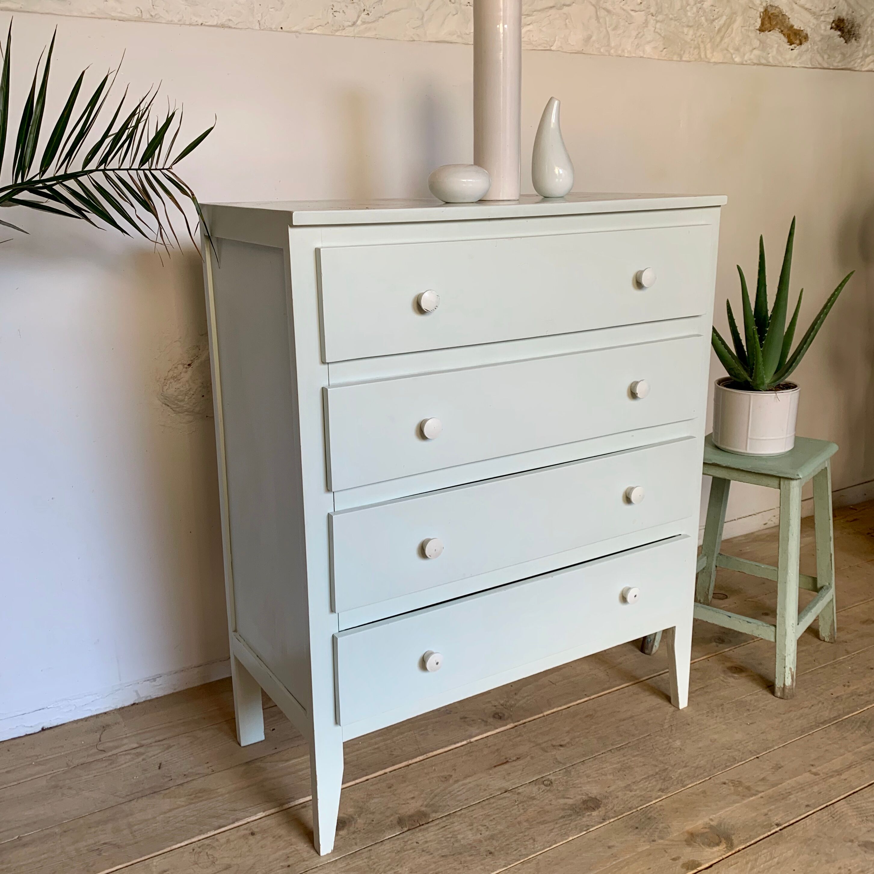 Commode vintage vert menthe
