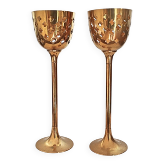 Bougeoirs en laiton danois du milieu du siècle (lot de 2)