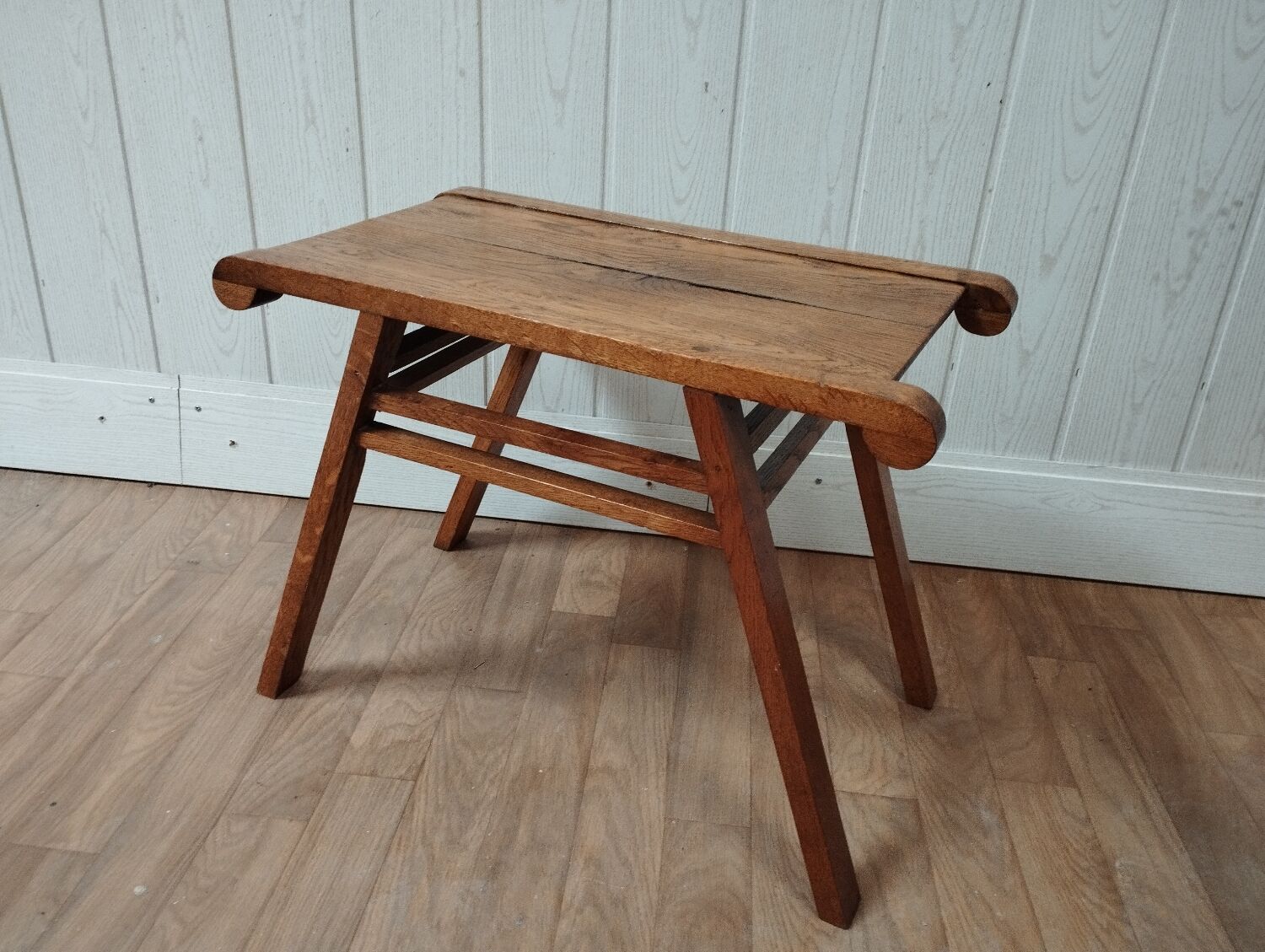 Side table end of sofa vintage feet compass solid oak