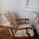 Four 1950s armchairs - wooden armrests