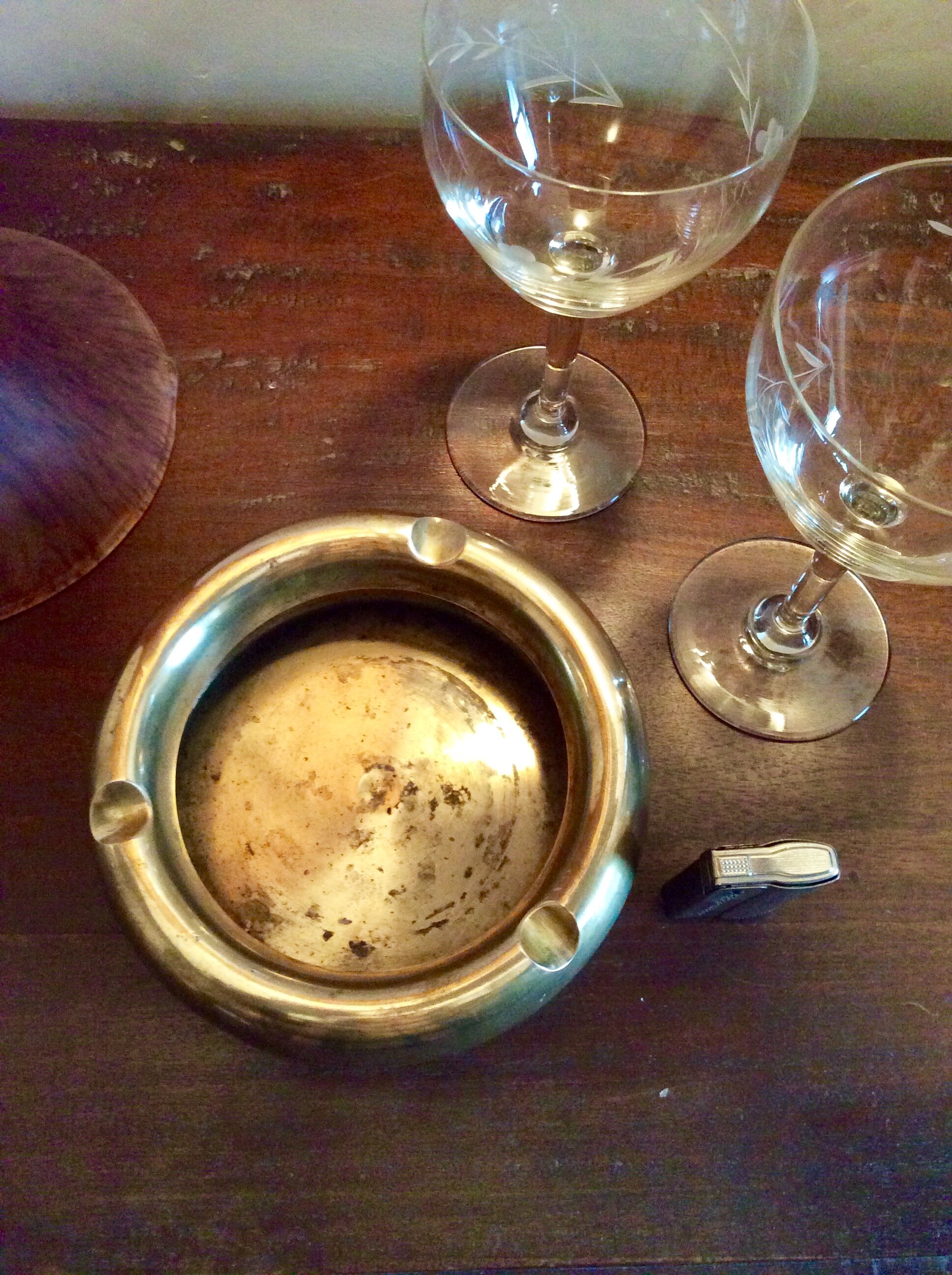 Vintage brass round ashtray