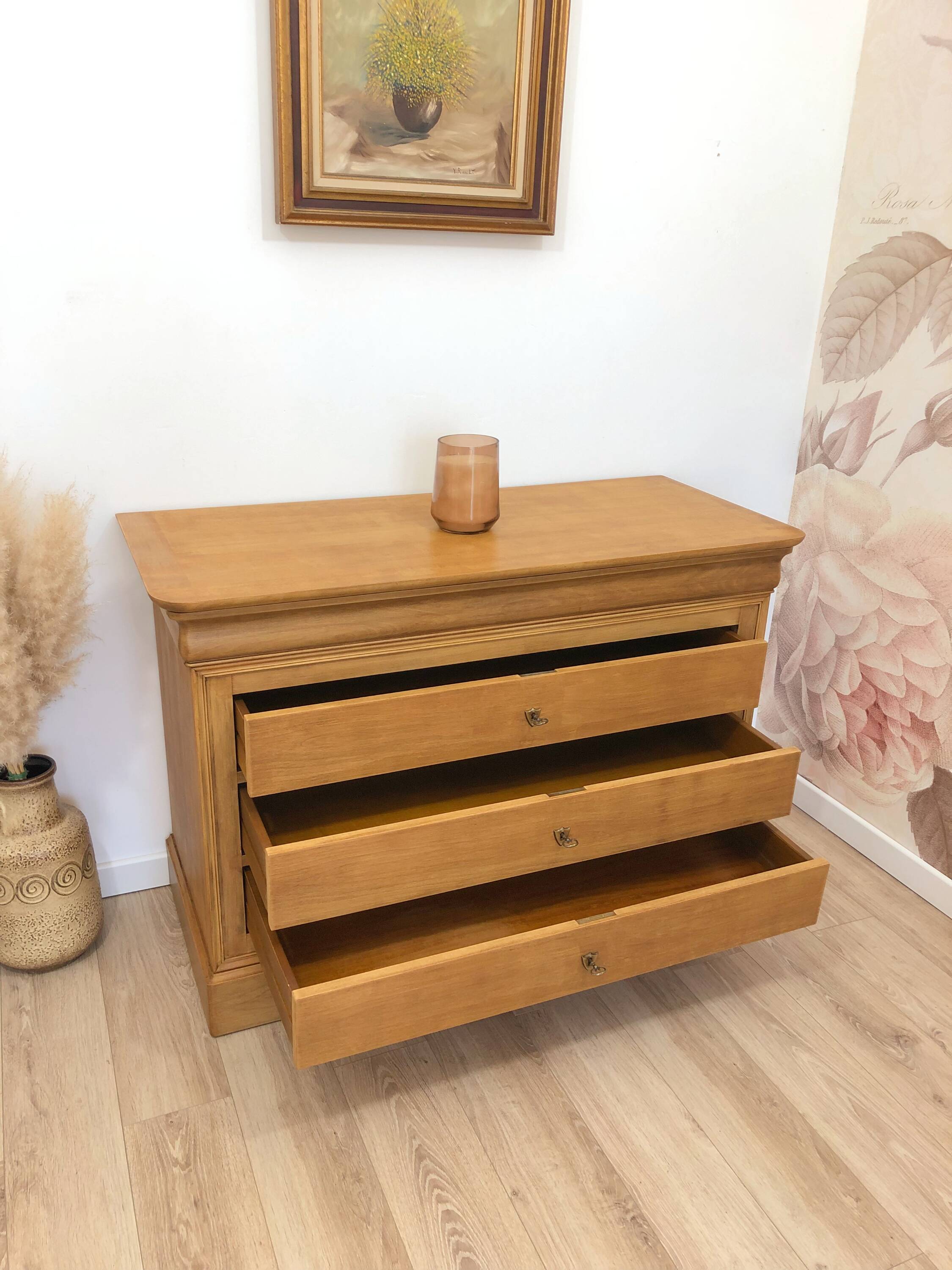 Louis Philippe style chest of drawers in solid cherry wood