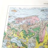 Carte vintage Asie Chine Urss Inde Japon 43x43cm de 1950