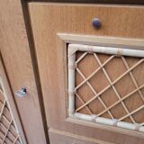 Wooden and rattan chest of drawers, 1960s