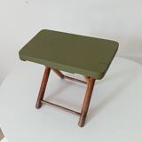 Vintage folding stool in wood and bamboo