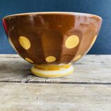 Old faceted bowl with polka dot pattern from the Sarreguemines earthenware factory
