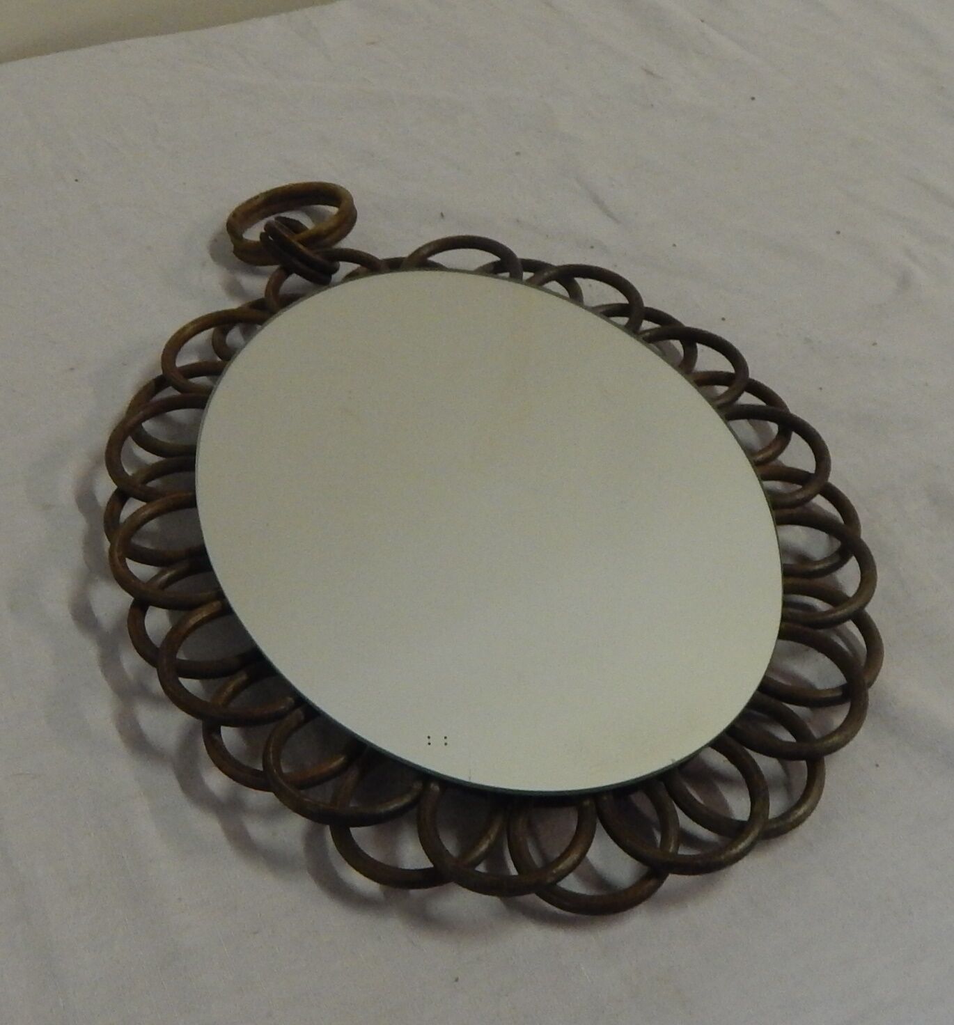 Miroir en rotin vintage années 60/70
