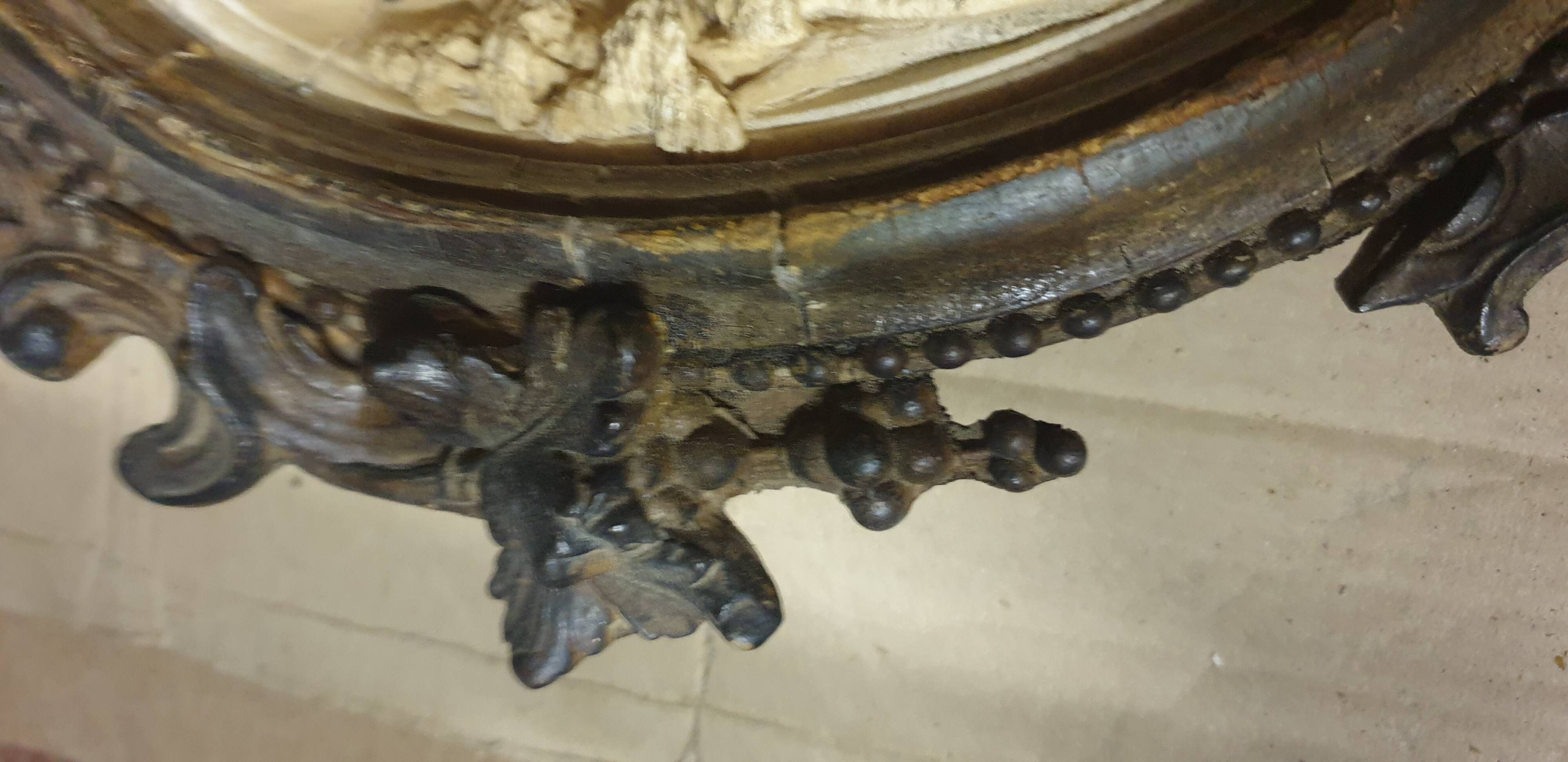 Small Holy Water Font / Stations of the Cross in Wood and Plaster - early 19th century