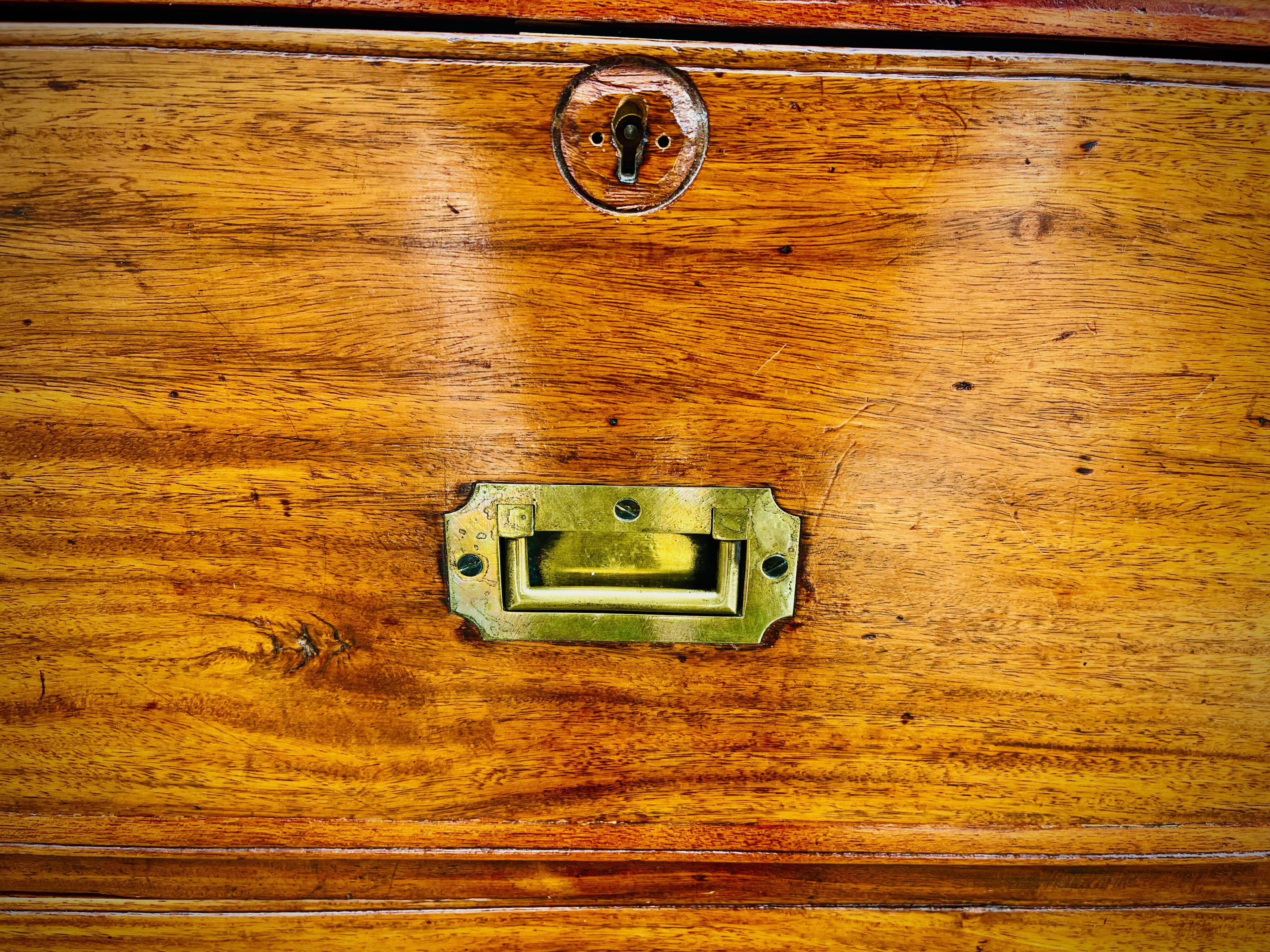 Nineteenth century teak boat chest of drawers in two parts