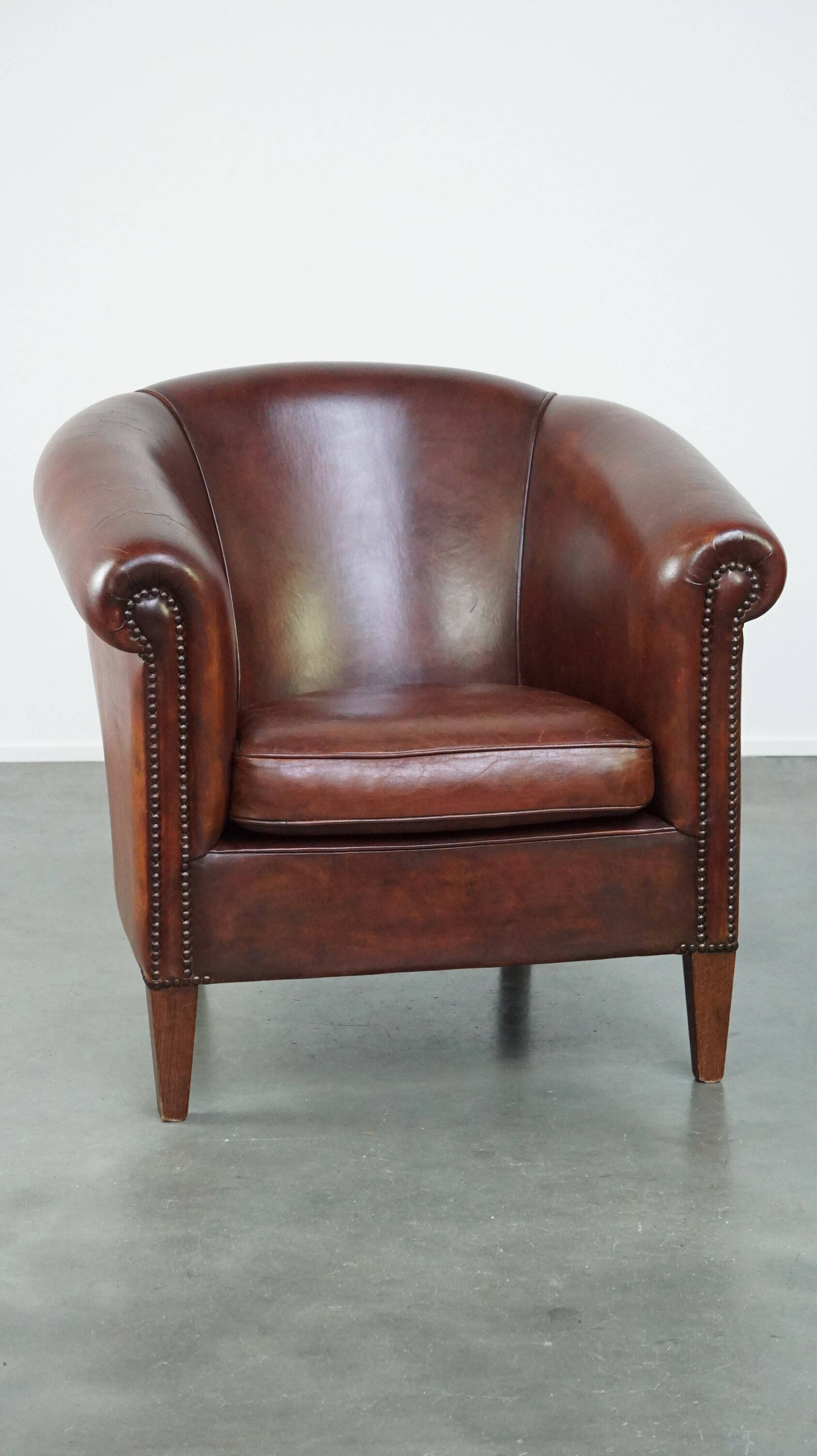 sheepskin leather club armchair