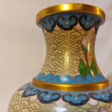 Pair of small cloisonné vases with Japanese polychrome decoration