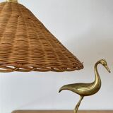 Vintage wicker lampshade suspension