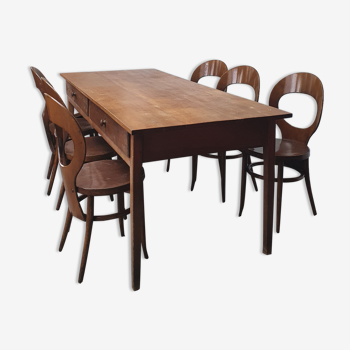 Farmhouse table set and 6 Baumann Seagull chairs