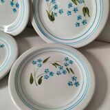 6 assiettes à dessert vintage Quadrifoglio italiennes décor myosotis