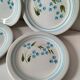 6 vintage Italian Quadrifoglio dessert plates with forget-me-not decoration.