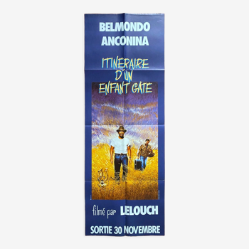 Affiche cinéma originale "Itinéraire d'un enfant gaté" Jean-Paul Belmondo 60x160cm 1988