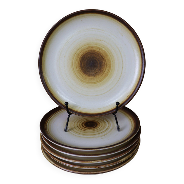 Lot de 6 assiettes plates signées longchamp aspect bûche d 19,5 cm