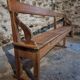 Banc de monastère antique XXL – Long banc de rangement en pin avec cadre en chêne, vers 1900–1920