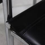 Set of 2 Italian Modern Saddle Leather and Chromed Steel Chairs 1980s