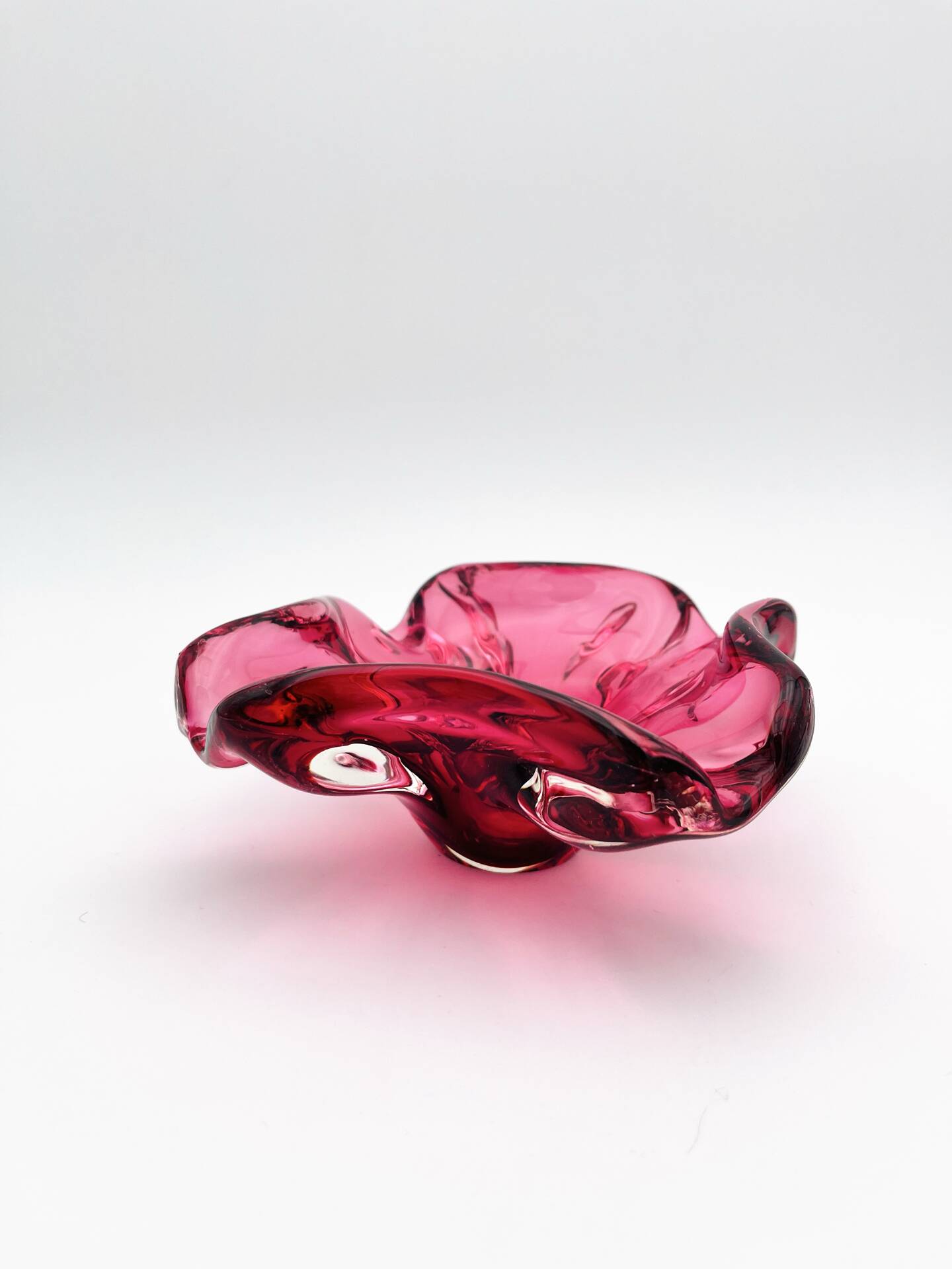 Murano Coupe Flavio Poli Sommerso Rubies & Original Pilon 17cm 1960