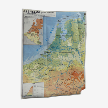 School map "Benelux" Belgium, Nederland and Luxembourg