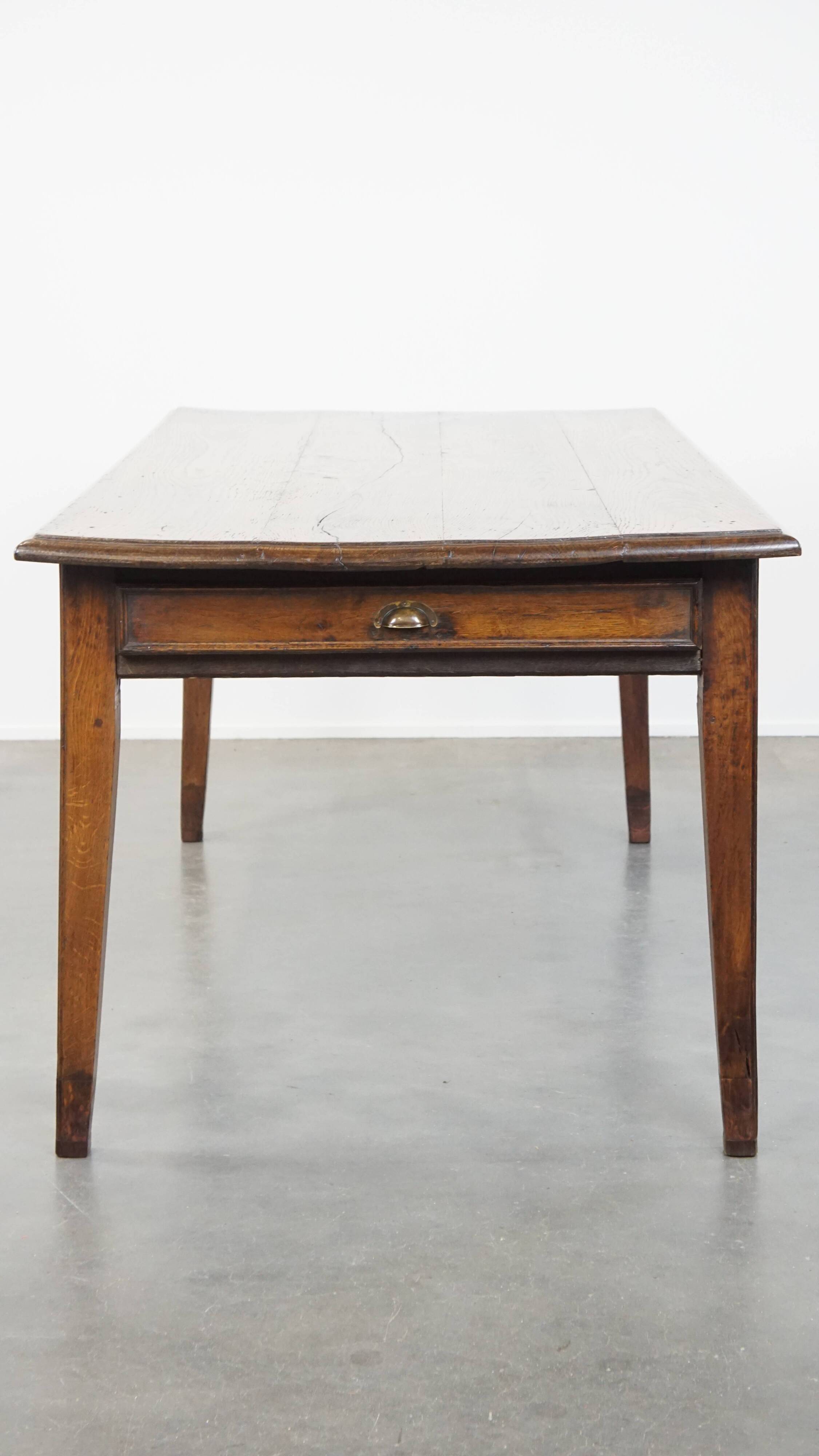 Antique French Oak Dining Table from the Early 19th Century with 2 Drawers