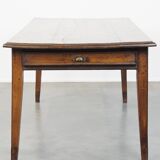 Table à manger ancienne en chêne français du début du XIXe siècle avec 2 tiroirs
