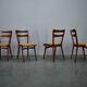 Chaises de salle à manger vintage en noyer par Mier Topolcany, Tchécoslovaquie, années 1960, ensemble de 4.